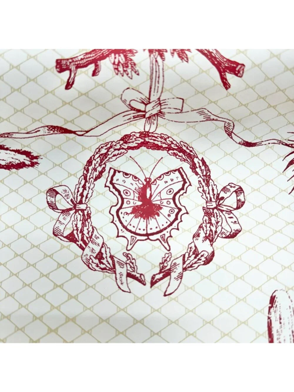 Thibaut Red White Toile Wallpaper Rolls 60.75 SF plus Strippable Stain Resistant
